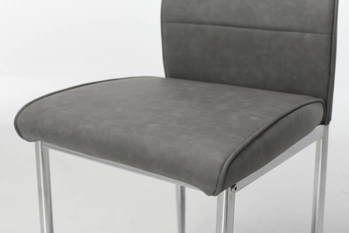 Juno Grey Faux Suede Dining Chairs with Chrome Legs