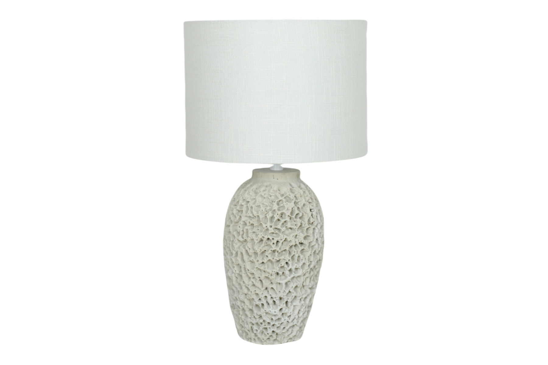 Moda Coastal Reef Table Lamp With Textured White Base & Neutral Fabric Shade