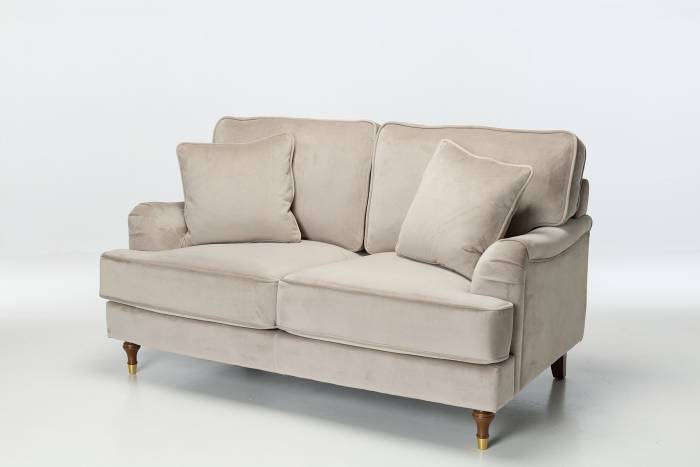 Nelson Modern 2 Seater Sofa - Luxe Pebble Grey Velvet