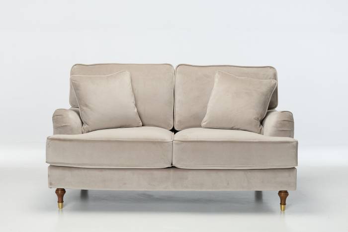 Nelson Modern 2 Seater Sofa - Luxe Pebble Grey Velvet