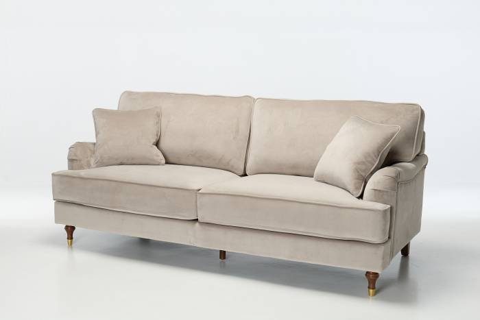 Nelson Modern 3 Seater Sofa - Luxe Pebble Grey Velvet