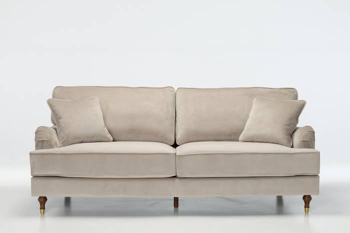 Nelson Modern 3 Seater Sofa - Luxe Pebble Grey Velvet