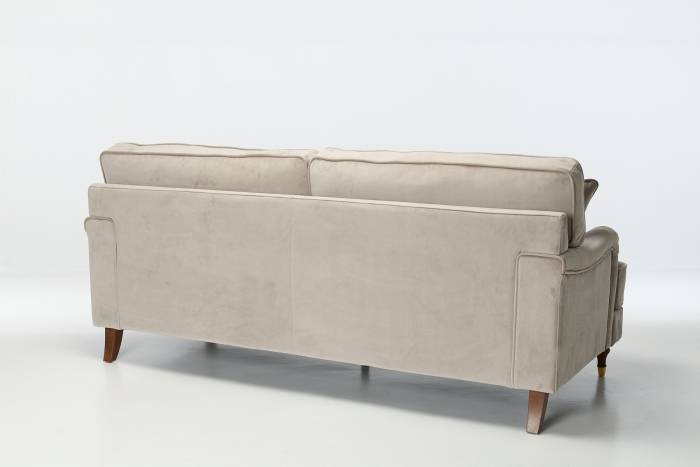 Nelson Modern 3 Seater Sofa - Luxe Pebble Grey Velvet