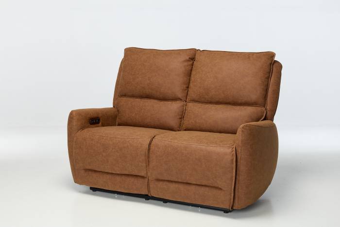 Preston Modern 2 Seat Electric Recliner Sofa - Tan Faux Leather