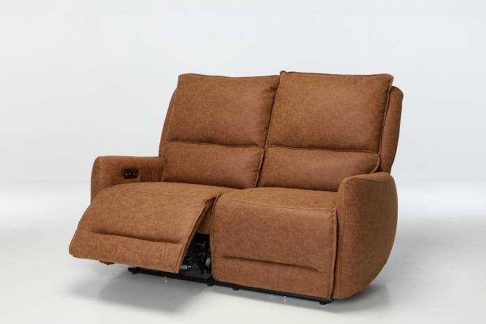 Preston Modern 2 Seat Electric Recliner Sofa - Tan Faux Leather