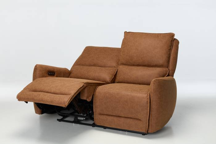 Preston Modern 2 Seat Electric Recliner Sofa - Tan Faux Leather