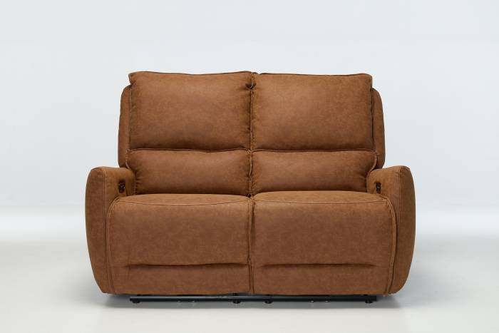 Preston Modern 2 Seat Electric Recliner Sofa - Tan Faux Leather