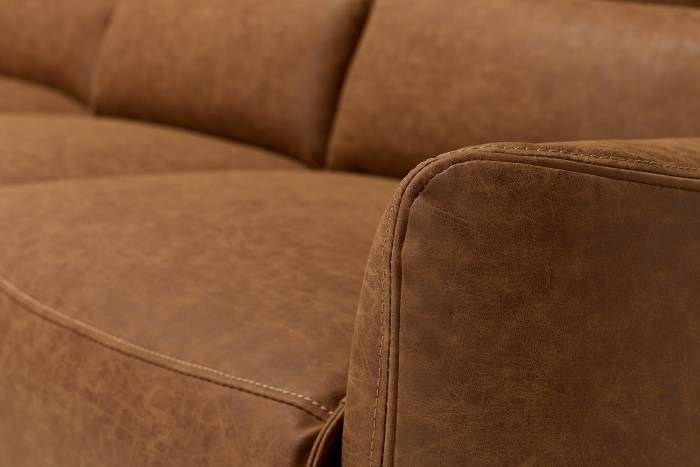Preston Modern 3 Seat Electric Recliner Sofa - Tan Faux Leather