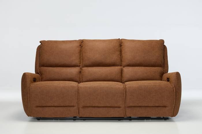Preston Modern 3 Seat Electric Recliner Sofa - Tan Faux Leather