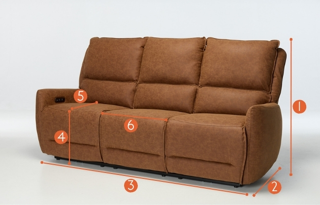 Preston Modern 3 Seater Electric Recliner Sofa measurements