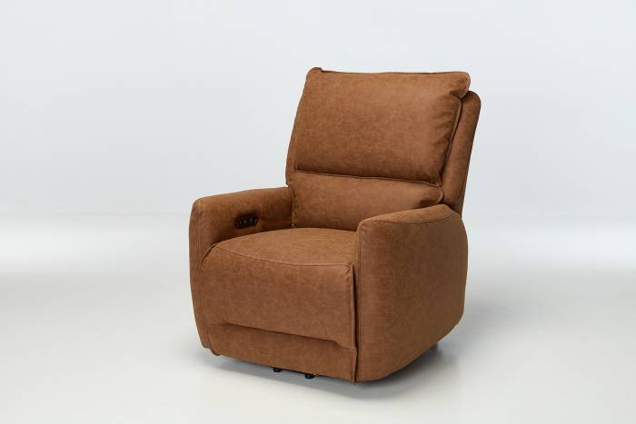 Preston Modern Electric Recliner Armchair - Tan Faux Leather