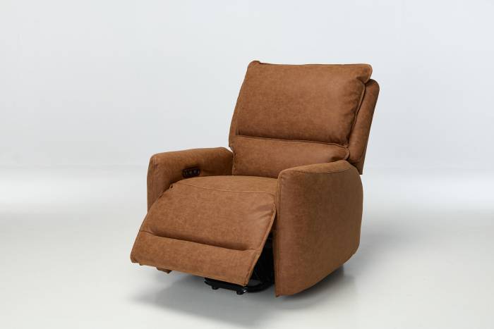 Preston Modern Electric Recliner Armchair - Tan Faux Leather