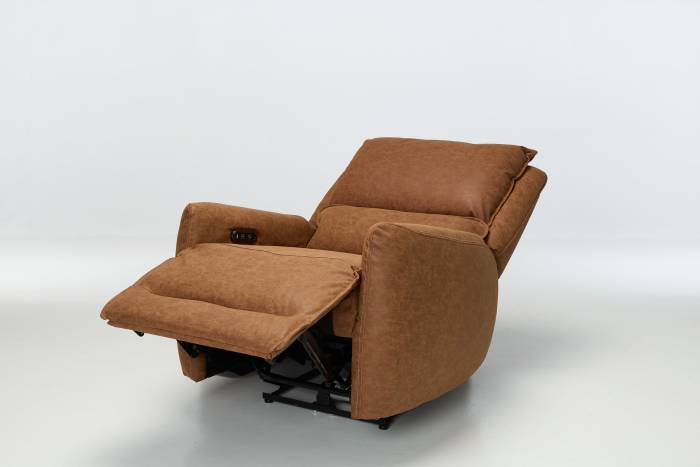 Preston Modern Electric Rise & Recline Armchair - Tan Faux Leather