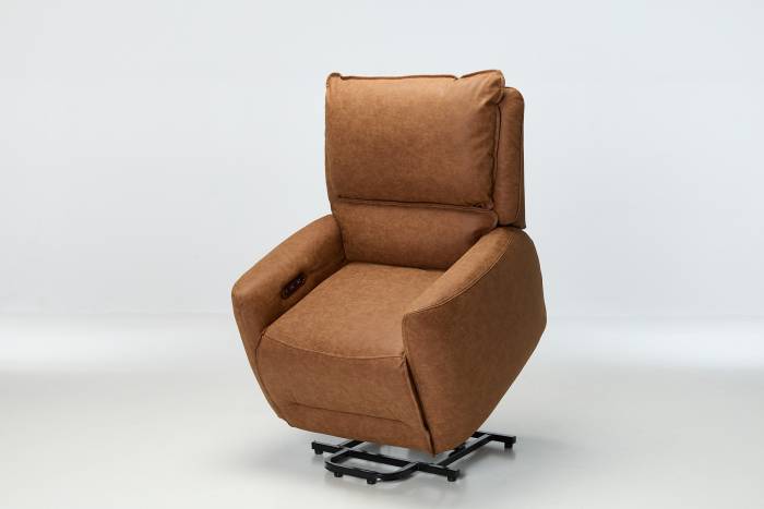 Preston Modern Electric Rise & Recline Armchair - Tan Faux Leather