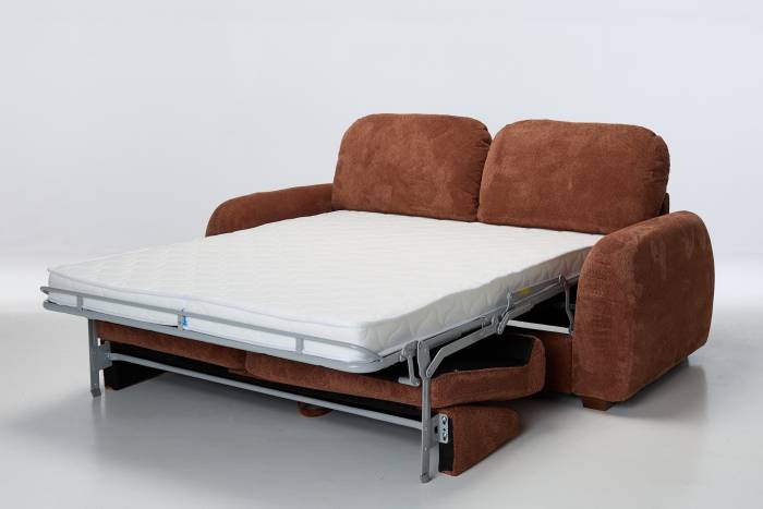 Amie Modern 2.5 Seater Sofa Bed - Premium Rust Red Chenille