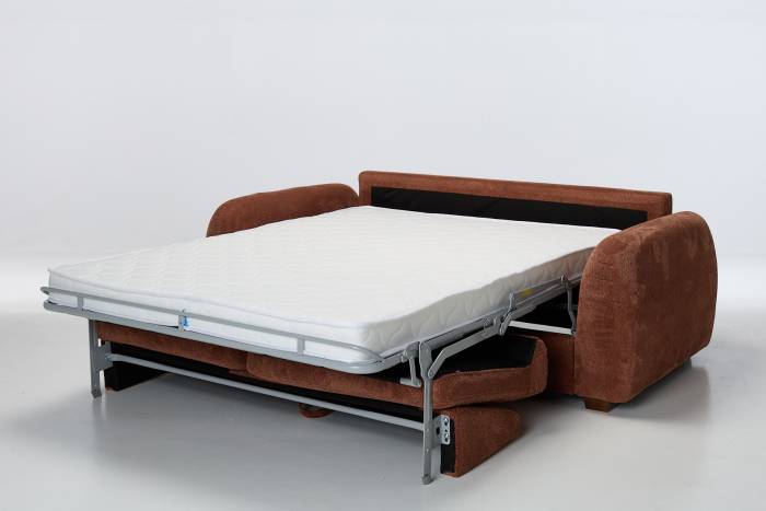 Amie Modern 2.5 Seater Sofa Bed - Premium Rust Red Chenille