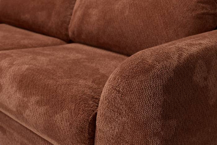 Amie Modern 2.5 Seater Sofa Bed - Premium Rust Red Chenille