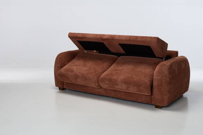 Amie Modern 2.5 Seater Sofa Bed - Premium Rust Red Chenille