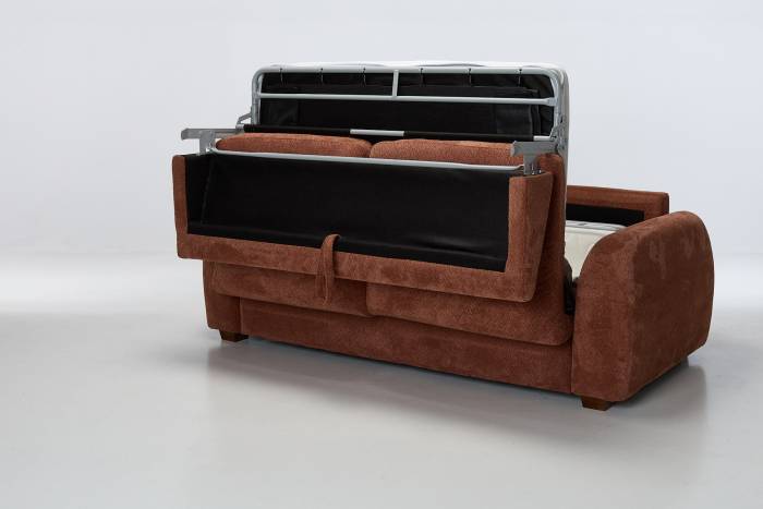 Amie Modern 2.5 Seater Sofa Bed - Premium Rust Red Chenille