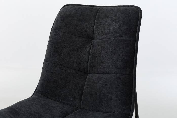 Capri Modern Black Textured Chenille Dining Chairs with Black Sled Shaped Metal Base