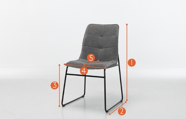 Capri Modern Textured Chenille Dining Chairs with Sled Shaped Metal Base measurements