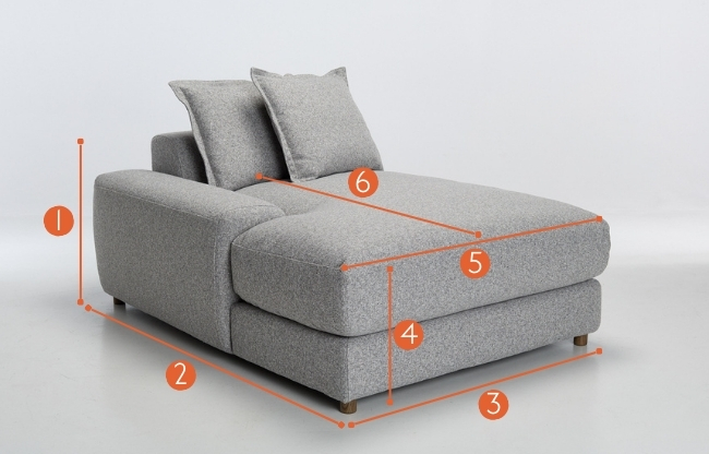 Eden Sectional Sofa Left Chaise Piece measurements