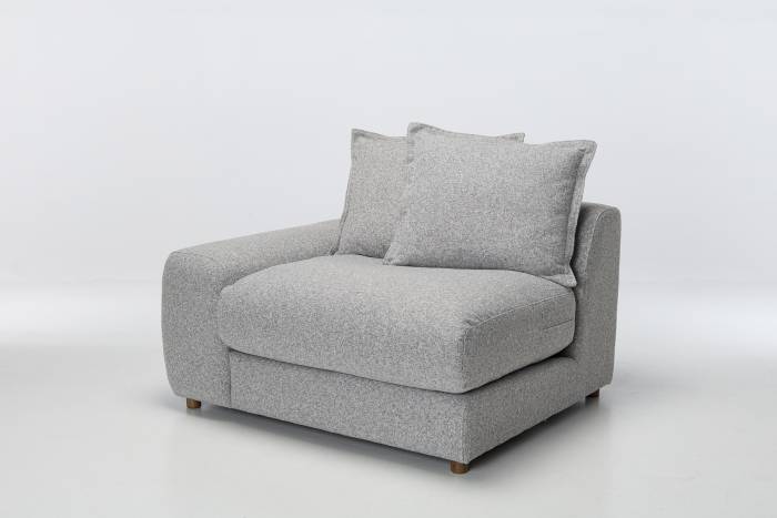Eden Sectional Sofa Left Arm Seat Piece -Luxe Textured Grey Fabric