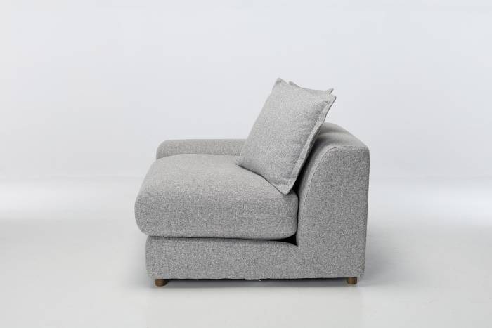 Eden Sectional Sofa Left Arm Seat Piece -Luxe Textured Grey Fabric