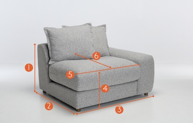 Eden Sectional Sofa Right Arm Seat Piece measurements