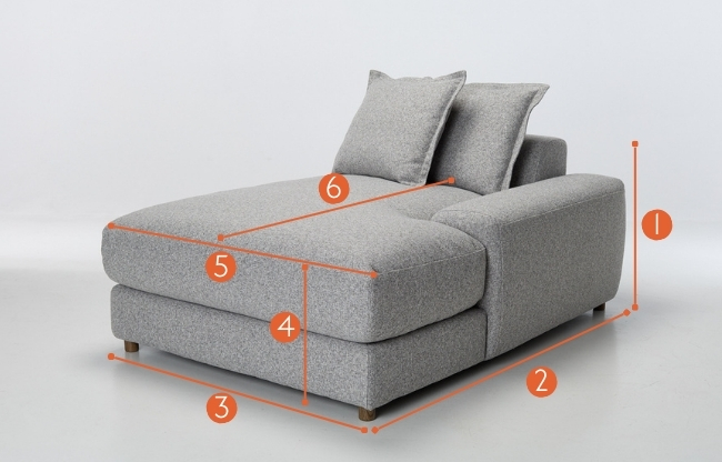 Eden Sectional Sofa Right Chaise Piece measurements