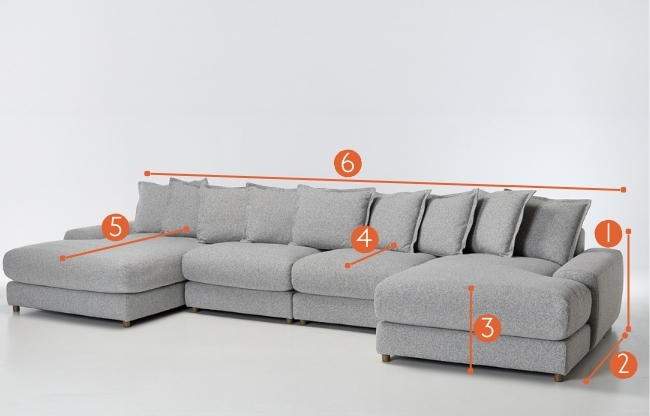 Eden Modern Sectional U-Shaped Sofa measurements
