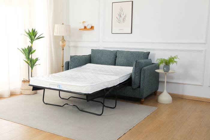 Freya Modern 2.5 Seater Sofa Bed - Deluxe Green Mix Textured Fabric