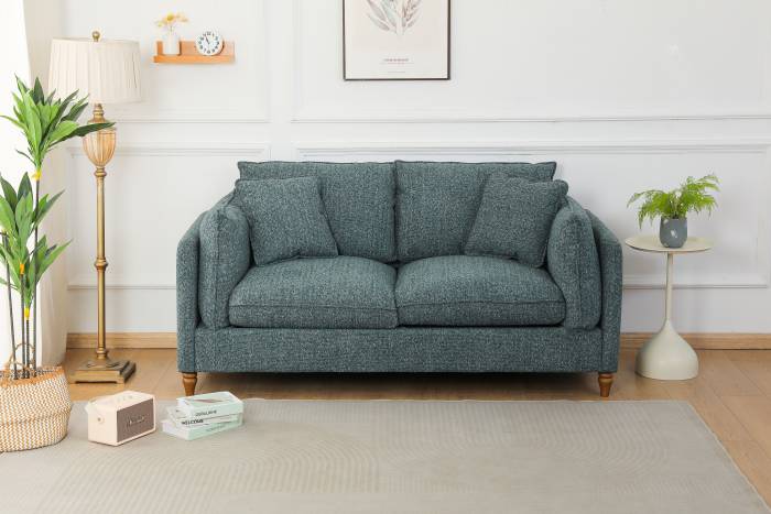 Freya Modern 2.5 Seater Sofa Bed - Deluxe Green Mix Textured Fabric