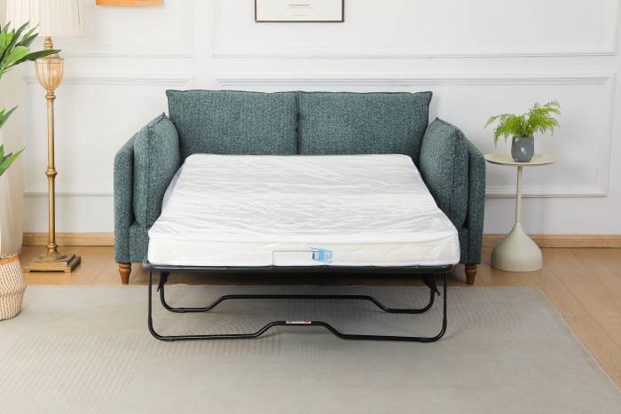 Freya Modern 2.5 Seater Sofa Bed - Deluxe Green Mix Textured Fabric