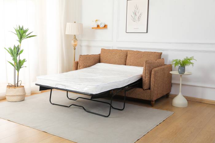 Freya Modern 2.5 Seater Sofa Bed - Deluxe Yellow Mix Textured Fabric