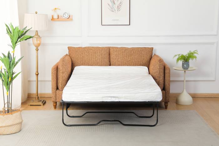 Freya Modern 2.5 Seater Sofa Bed - Deluxe Yellow Mix Textured Fabric