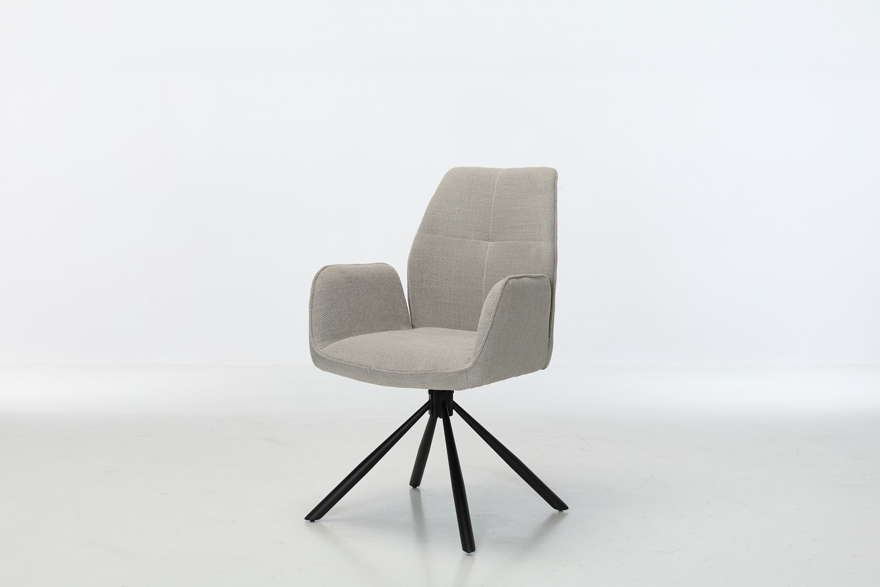 Indy Swivel Dining Chairs with Black Legs - Light Grey Basket Weave Chenille