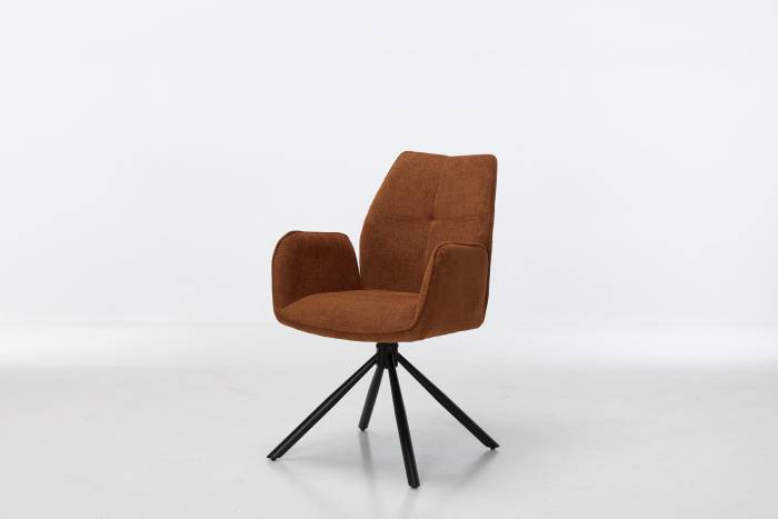 Indy Swivel Dining Chairs with Black Legs - Burnt Orange Basket Weave Chenille