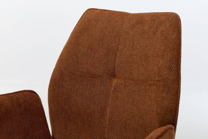 Indy Swivel Dining Chairs with Black Legs - Burnt Orange Basket Weave Chenille