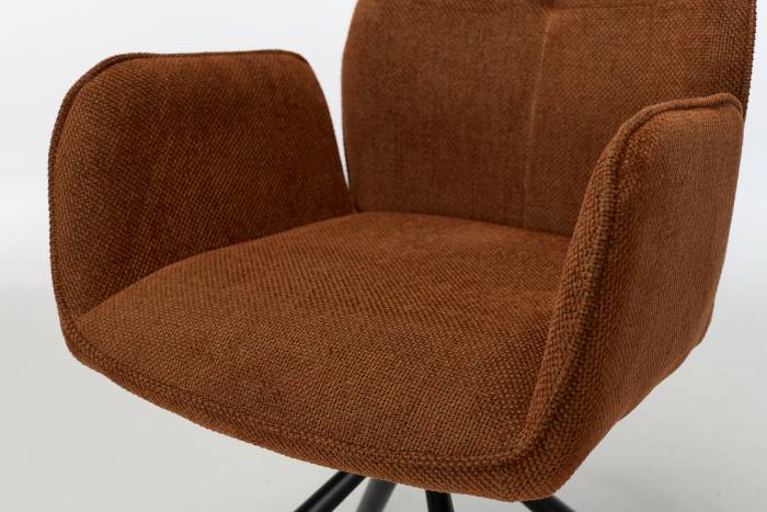 Indy Swivel Dining Chairs with Black Legs - Burnt Orange Basket Weave Chenille