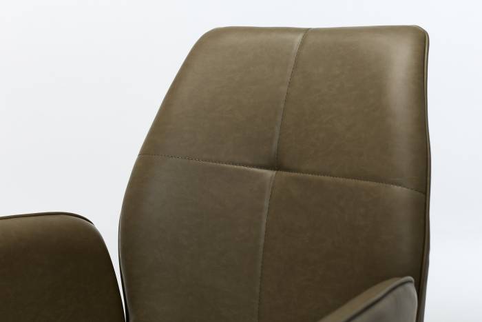 Indy Swivel Dining Chairs with Black Legs - Olive Green Faux Leather