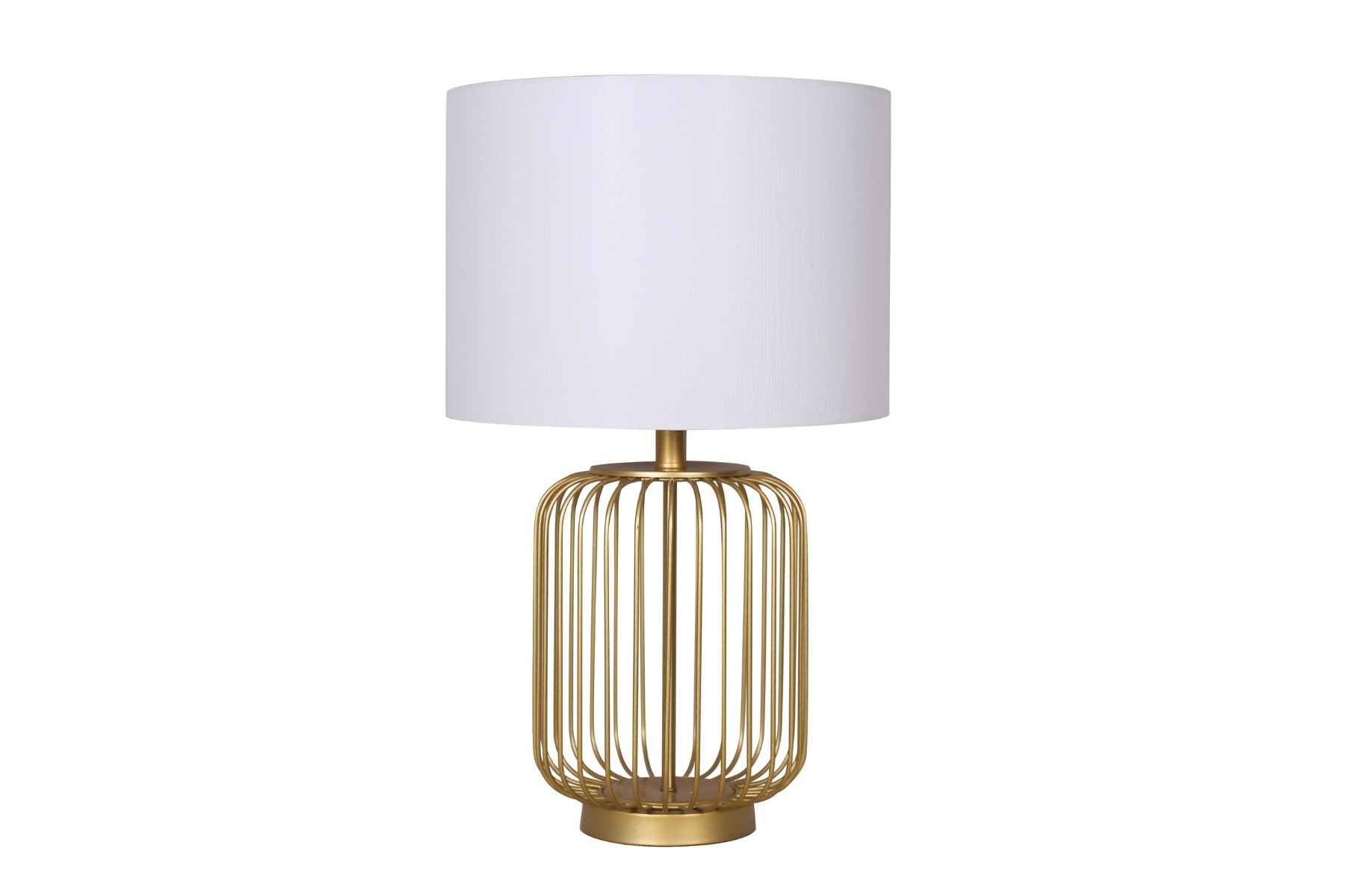 Marlow Gold Wireframe Table Lamp With White Fabric Shade