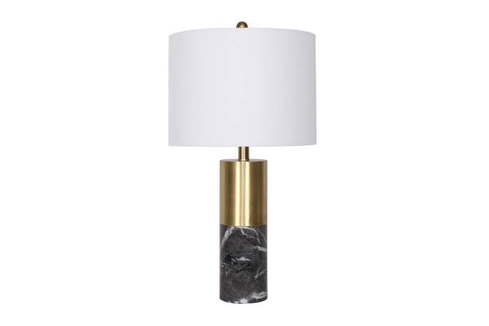 Matlock Black & Copper Table Lamp With White Fabric Shade