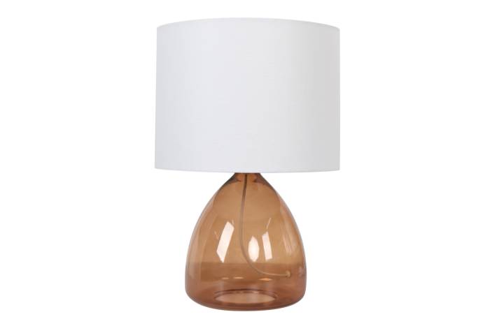 Orange Glass Table Lamp With White Fabric Shade
