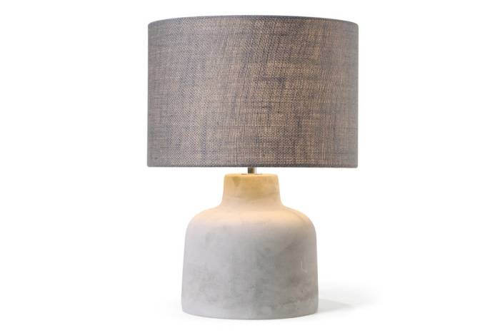 Portree Cement Table Lamp With Dark Grey Fabric Shade