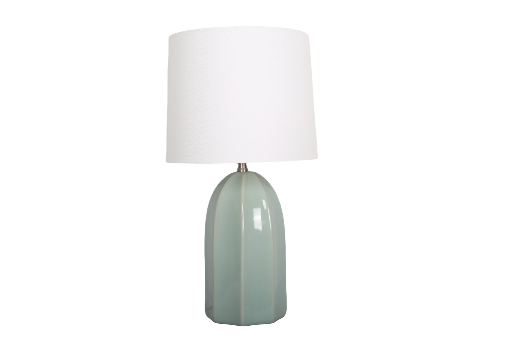 Washed Blue Ceramic Table Lamp With White Fabric Shade