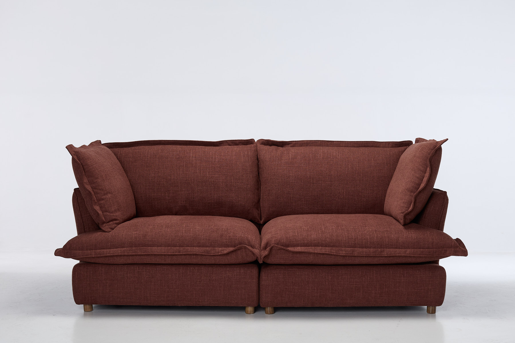 Aura Modern 3.5 Seater Sofa - Berry Premium Basket Weave Chenille