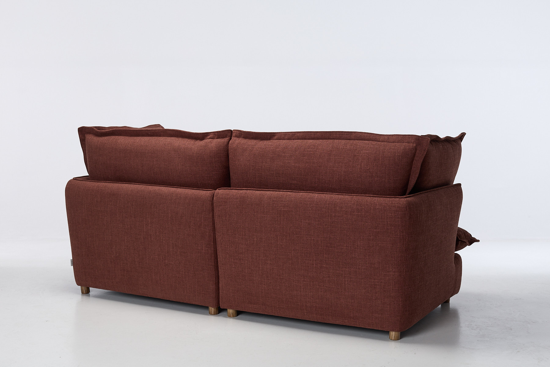 Aura Modern 3.5 Seater Sofa - Berry Premium Basket Weave Chenille