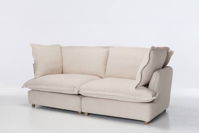 Aura Modern 3.5 Seater Sofa - Oatmeal Premium Basket Weave Chenille