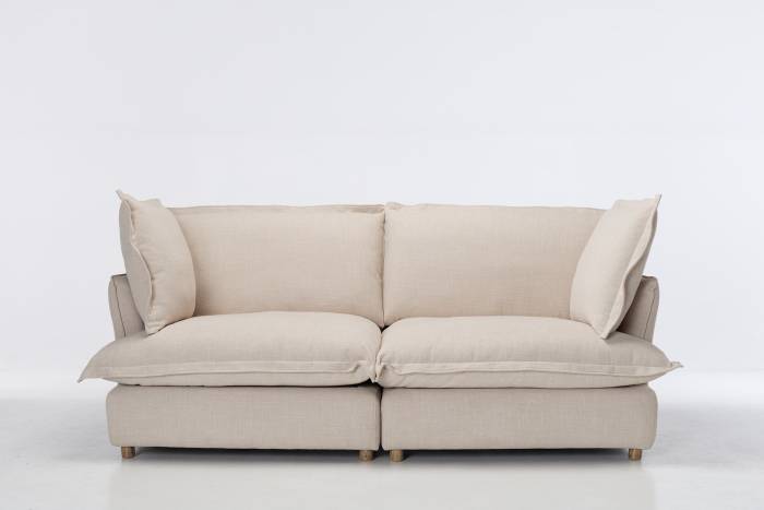 Aura Modern 3.5 Seater Sofa - Oatmeal Premium Basket Weave Chenille
